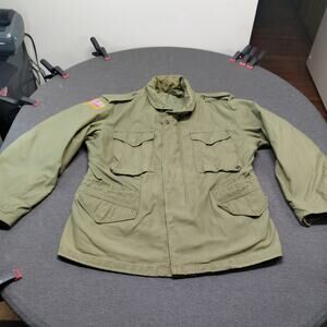 Vintage M-65 Field Jacket Mens XLarge Olive Drab OG-107 Brass Zipper Army Style